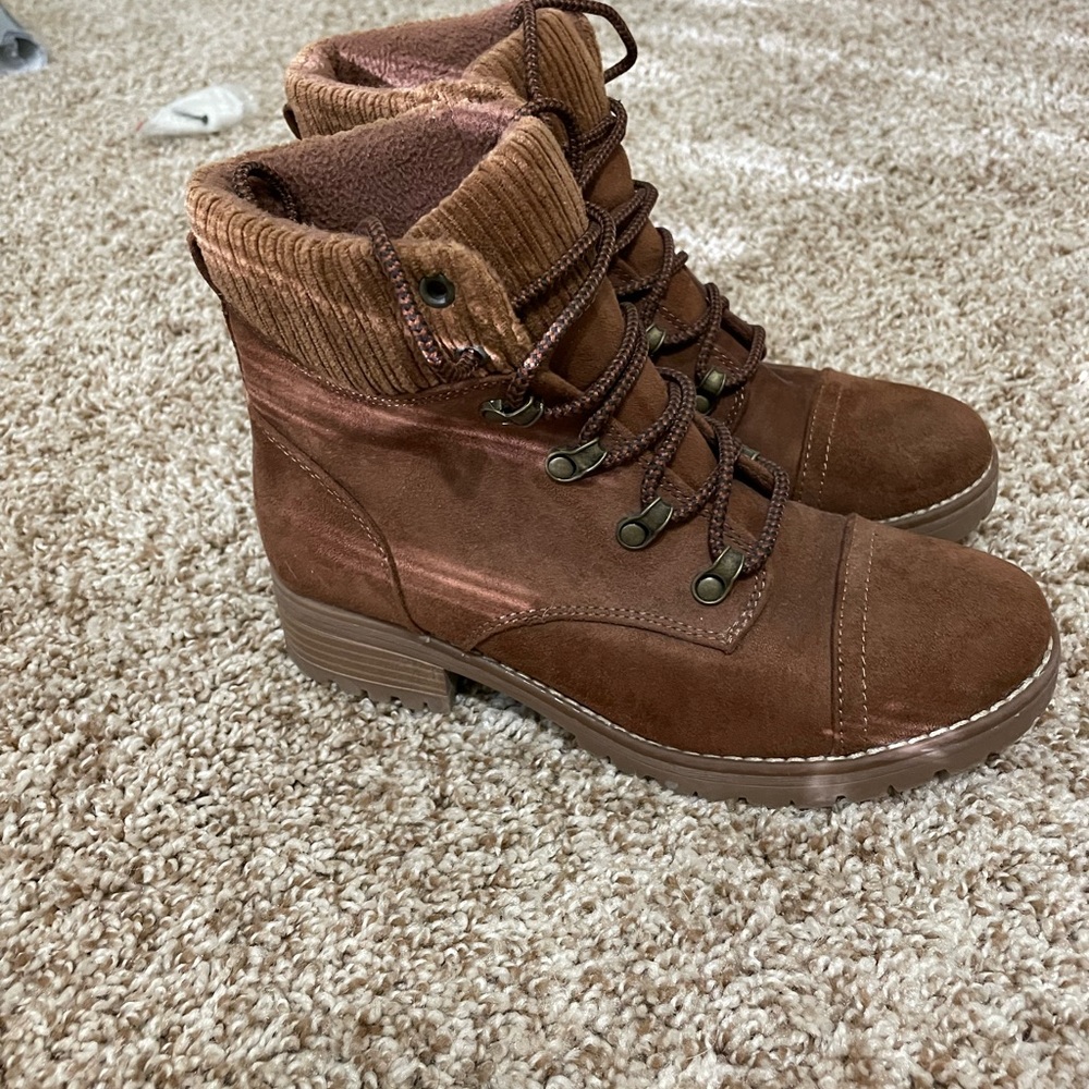 Brown Lace-Up Ankle Boots